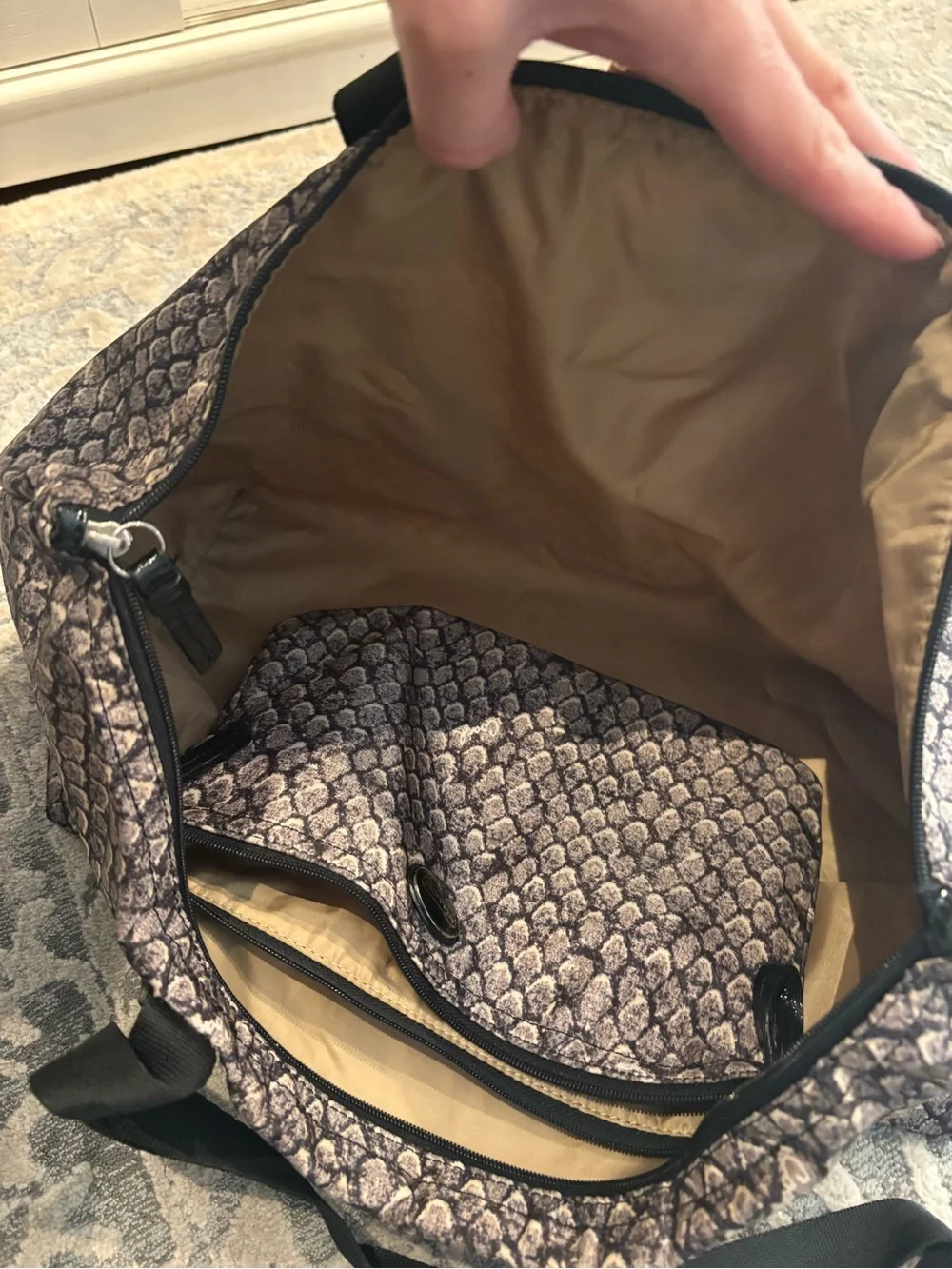 Coach Metallic Snake-Print Tote in Pewter and Black